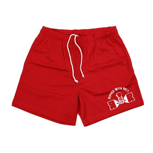 Cherry Red Small Logo Mesh Shorts